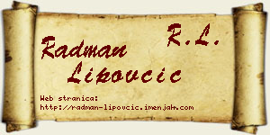 Radman Lipovčić vizit kartica